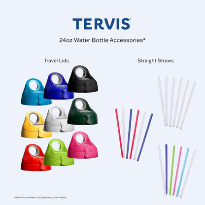 Tervis Clear & Colorful Lidded Made in USA Double Walled Insulated Tumbler Travel Cup Keeps Drinks Cold & Hot, 24oz, Blue Lid, 1 Count (Pack of 1)