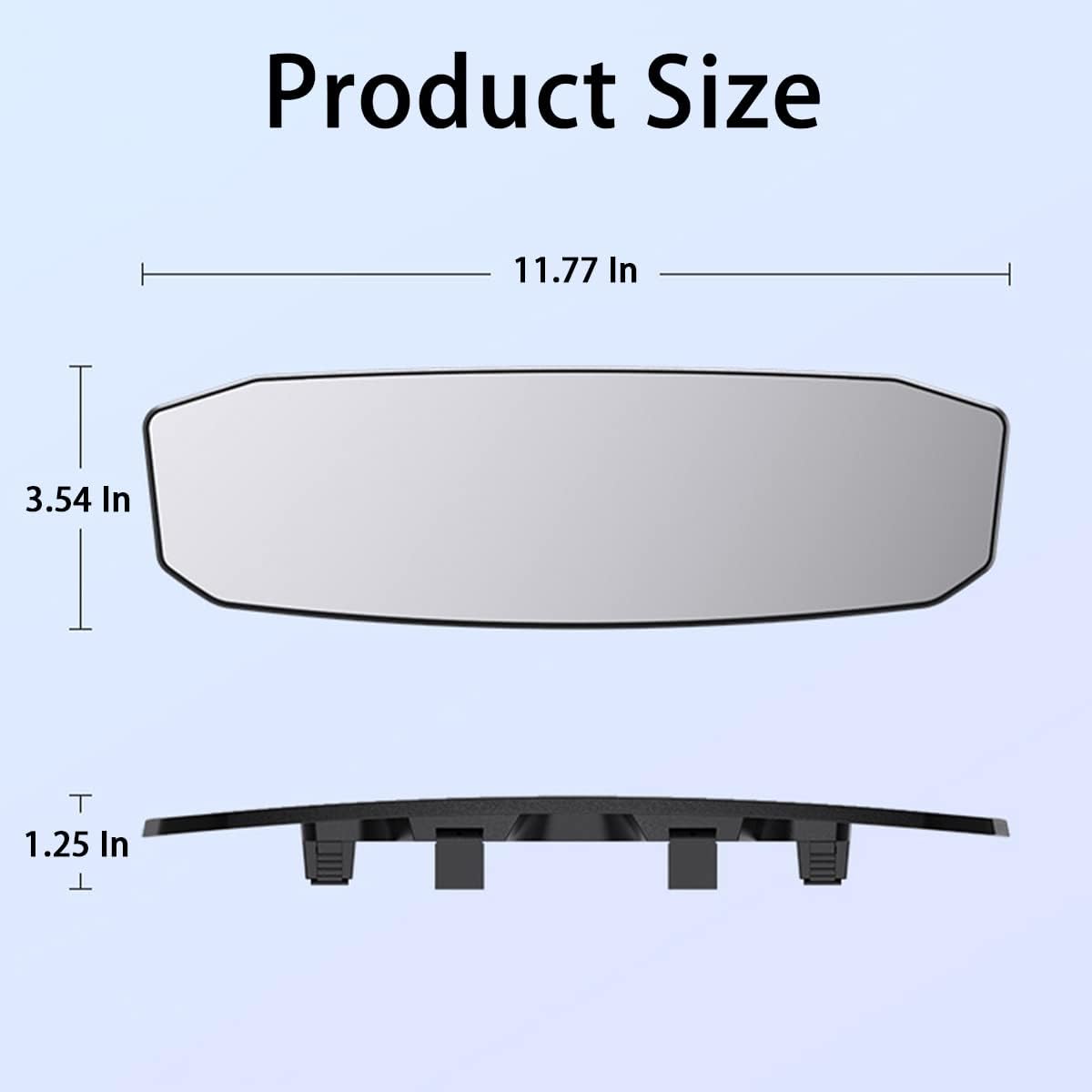 12 Inch Panoramic Car Rearview Mirror, White