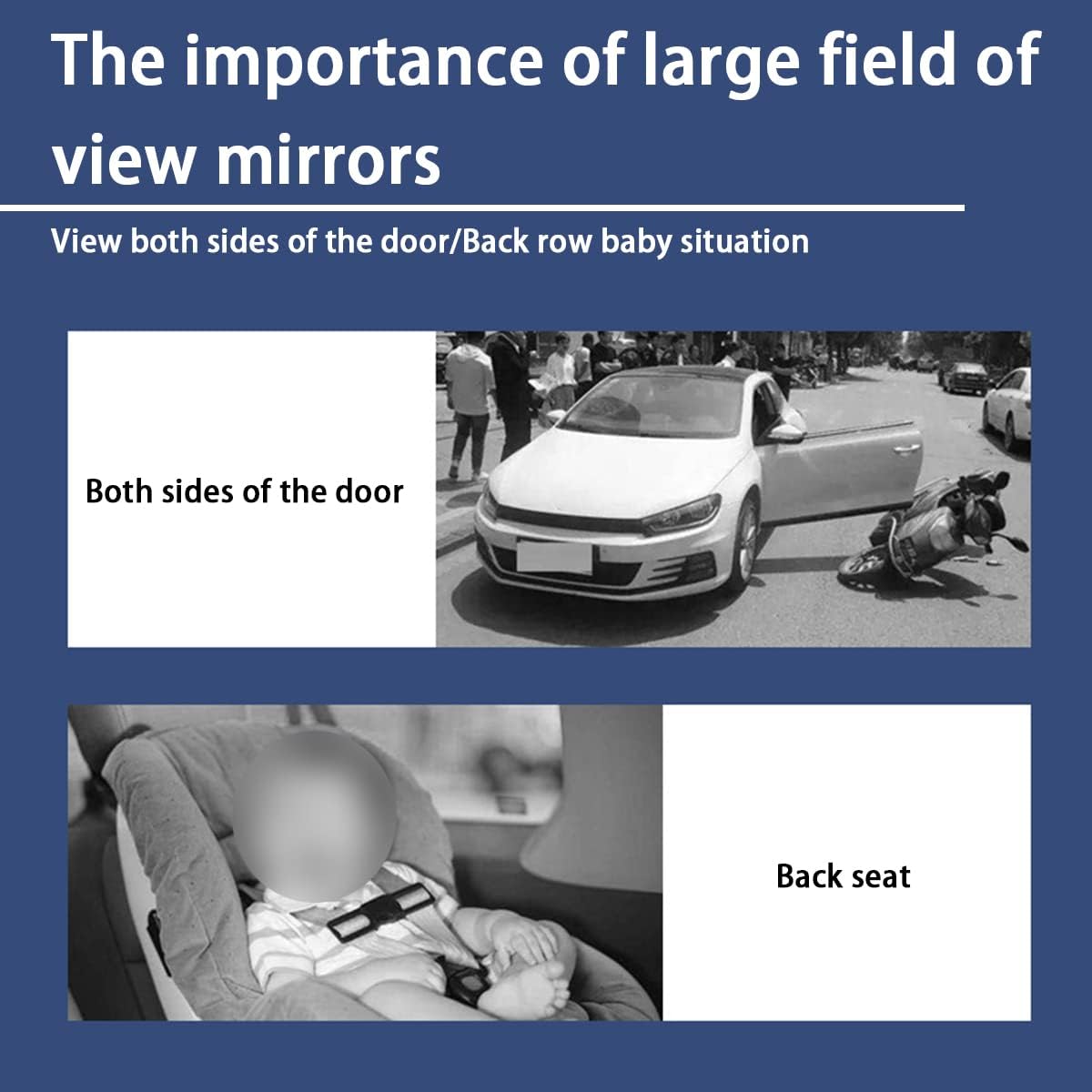 12 Inch Panoramic Car Rearview Mirror, White