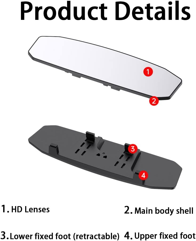12 Inch Panoramic Car Rearview Mirror, White