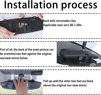 12 Inch Panoramic Car Rearview Mirror, White