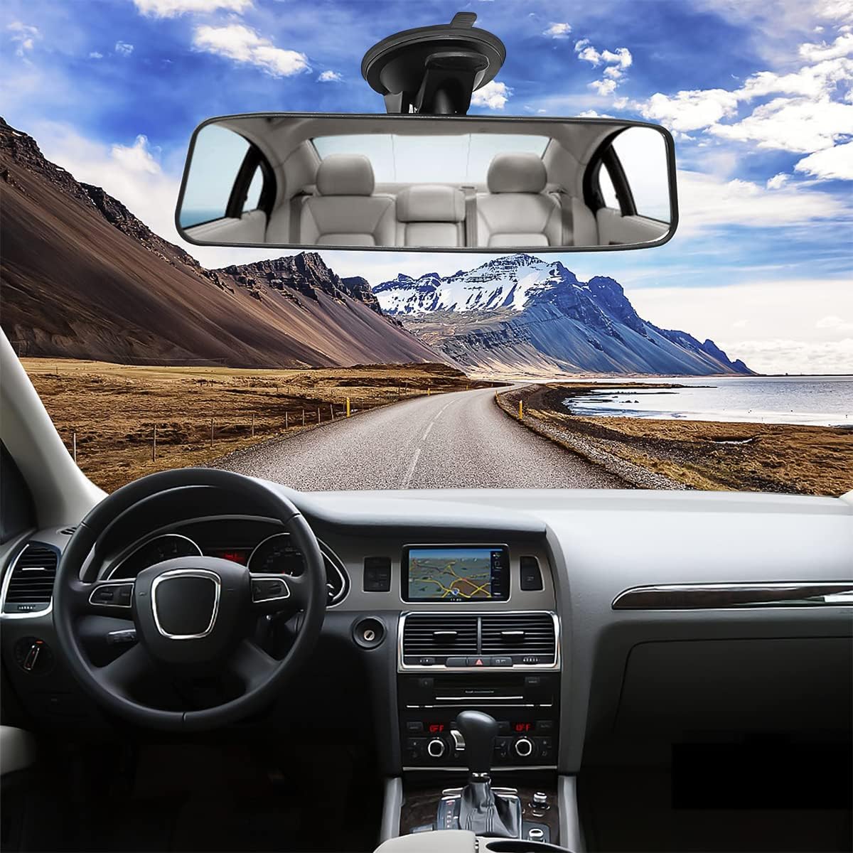 12 Inch Panoramic Car Rearview Mirror, White