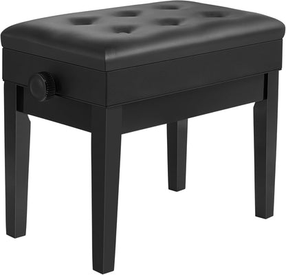 Adjustable Piano Bench with Padded Cushion and Storage Compartment