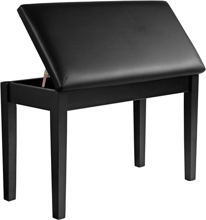 Adjustable Piano Bench with Padded Cushion and Storage Compartment