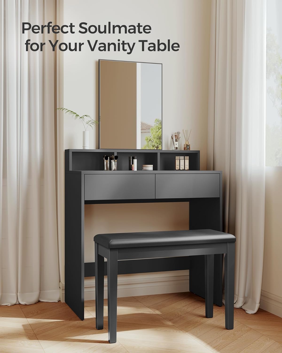 Adjustable Piano Bench with Padded Cushion and Storage Compartment