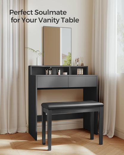 Adjustable Piano Bench with Padded Cushion and Storage Compartment