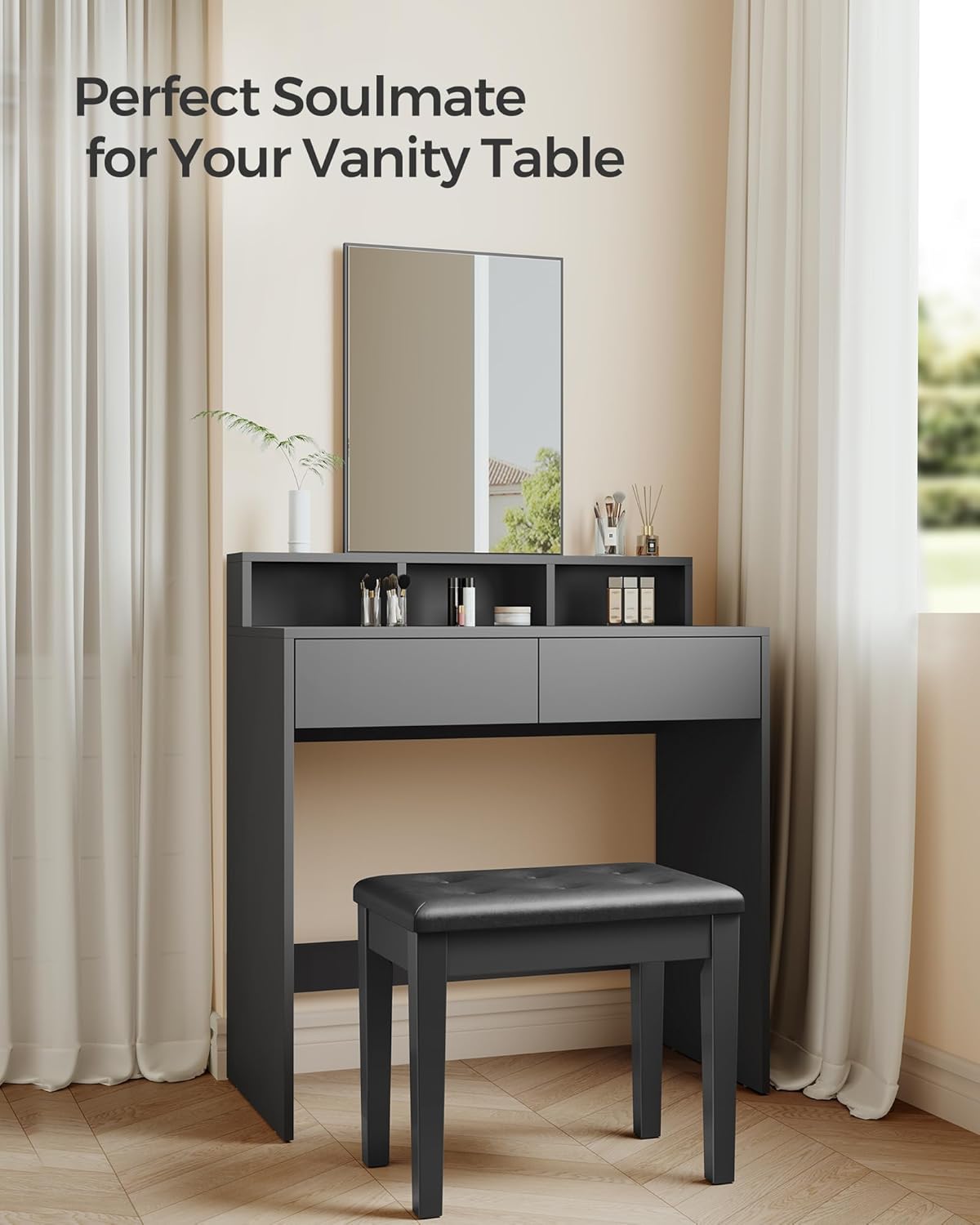 Adjustable Piano Bench with Padded Cushion and Storage Compartment