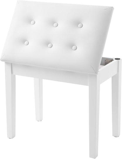 Adjustable Piano Bench with Padded Cushion and Storage Compartment