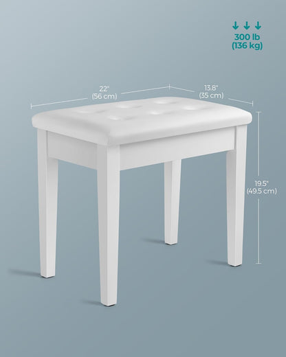 Adjustable Piano Bench with Padded Cushion and Storage Compartment