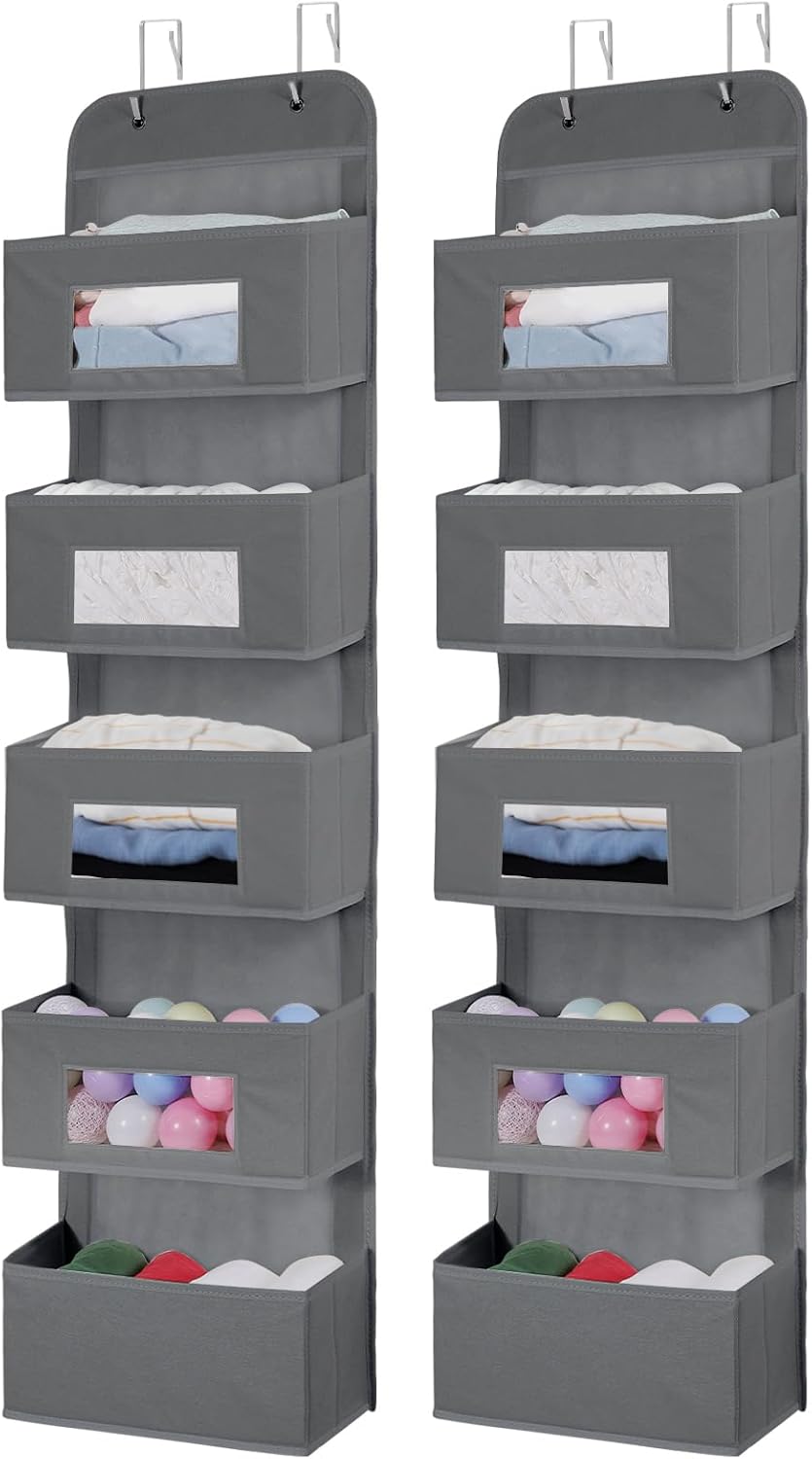 4-Shelf Over The Door Hanging Organizer with 2 Metal Hooks,Beige
