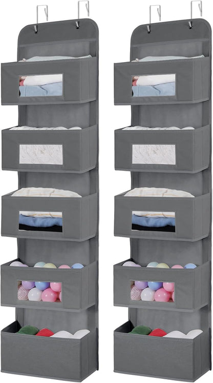 4-Shelf Over The Door Hanging Organizer with 2 Metal Hooks,Beige