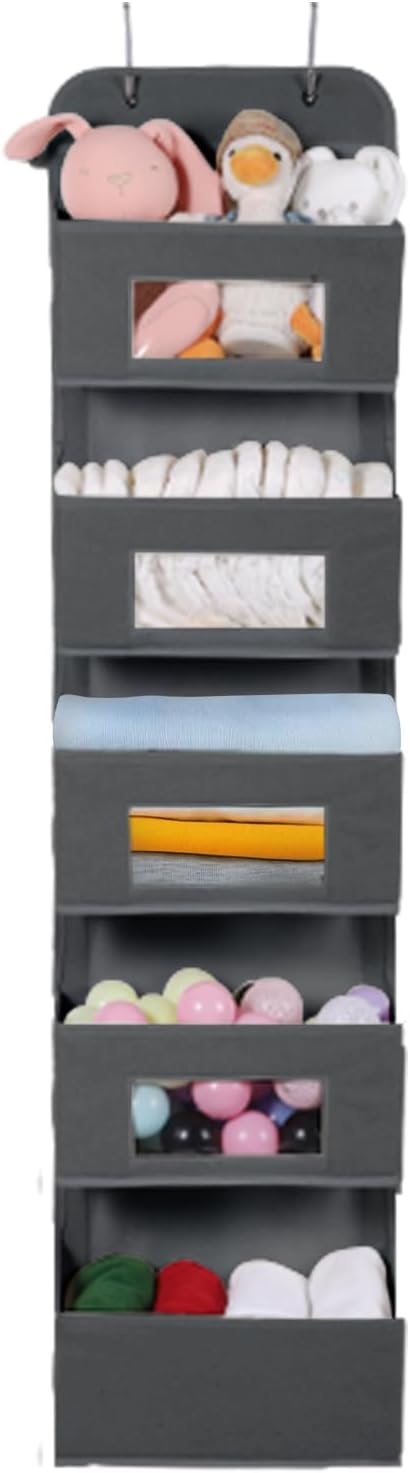4-Shelf Over The Door Hanging Organizer with 2 Metal Hooks,Beige