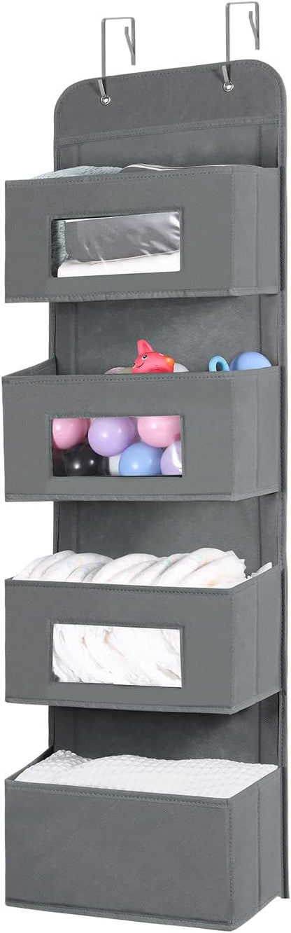 4-Shelf Over The Door Hanging Organizer with 2 Metal Hooks,Beige