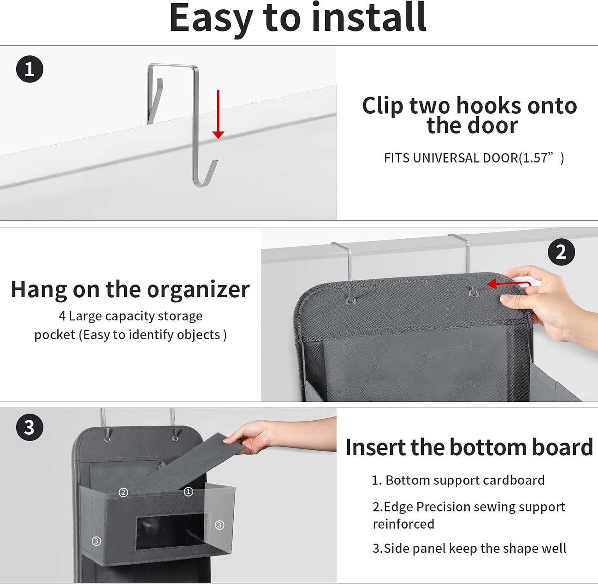 4-Shelf Over The Door Hanging Organizer with 2 Metal Hooks,Beige