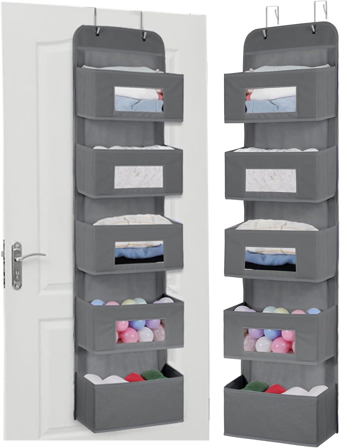 4-Shelf Over The Door Hanging Organizer with 2 Metal Hooks,Beige