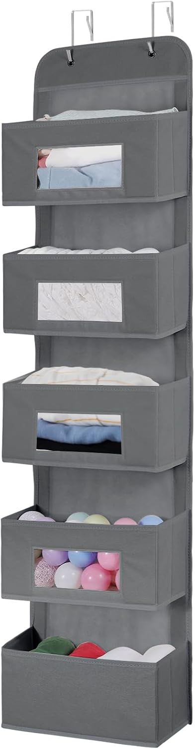 4-Shelf Over The Door Hanging Organizer with 2 Metal Hooks,Beige