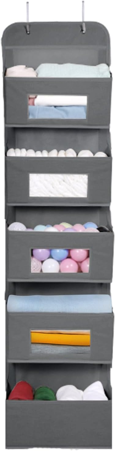 4-Shelf Over The Door Hanging Organizer with 2 Metal Hooks,Beige