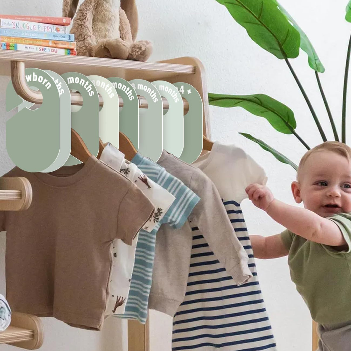 8 Pack Baby Closet Dividers – Pure Green Nursery Organizer for Baby Clothes 0-24 Months, Closet Size Markers, Baby Clothing Organizer for Nursery (green)