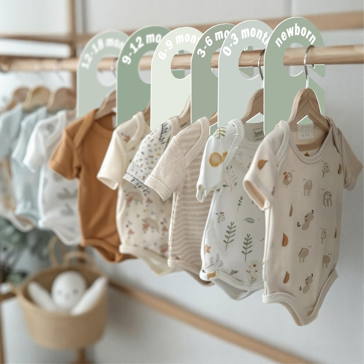 8 Pack Baby Closet Dividers – Pure Green Nursery Organizer for Baby Clothes 0-24 Months, Closet Size Markers, Baby Clothing Organizer for Nursery (green)