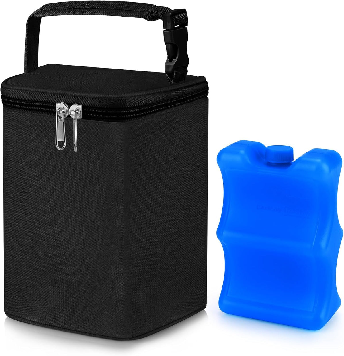 Breastmilk Cooler Bag with Ice Pack, Baby Bottle Cooler Bags, Insulated Bottle Cooler Tote Bags On The Go, Fits 4 Large 8oz Bottles, for Nursing Mom Daycare Travel, Black