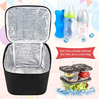 Breastmilk Cooler Bag with Ice Pack, Baby Bottle Cooler Bags, Insulated Bottle Cooler Tote Bags On The Go, Fits 4 Large 8oz Bottles, for Nursing Mom Daycare Travel, Black