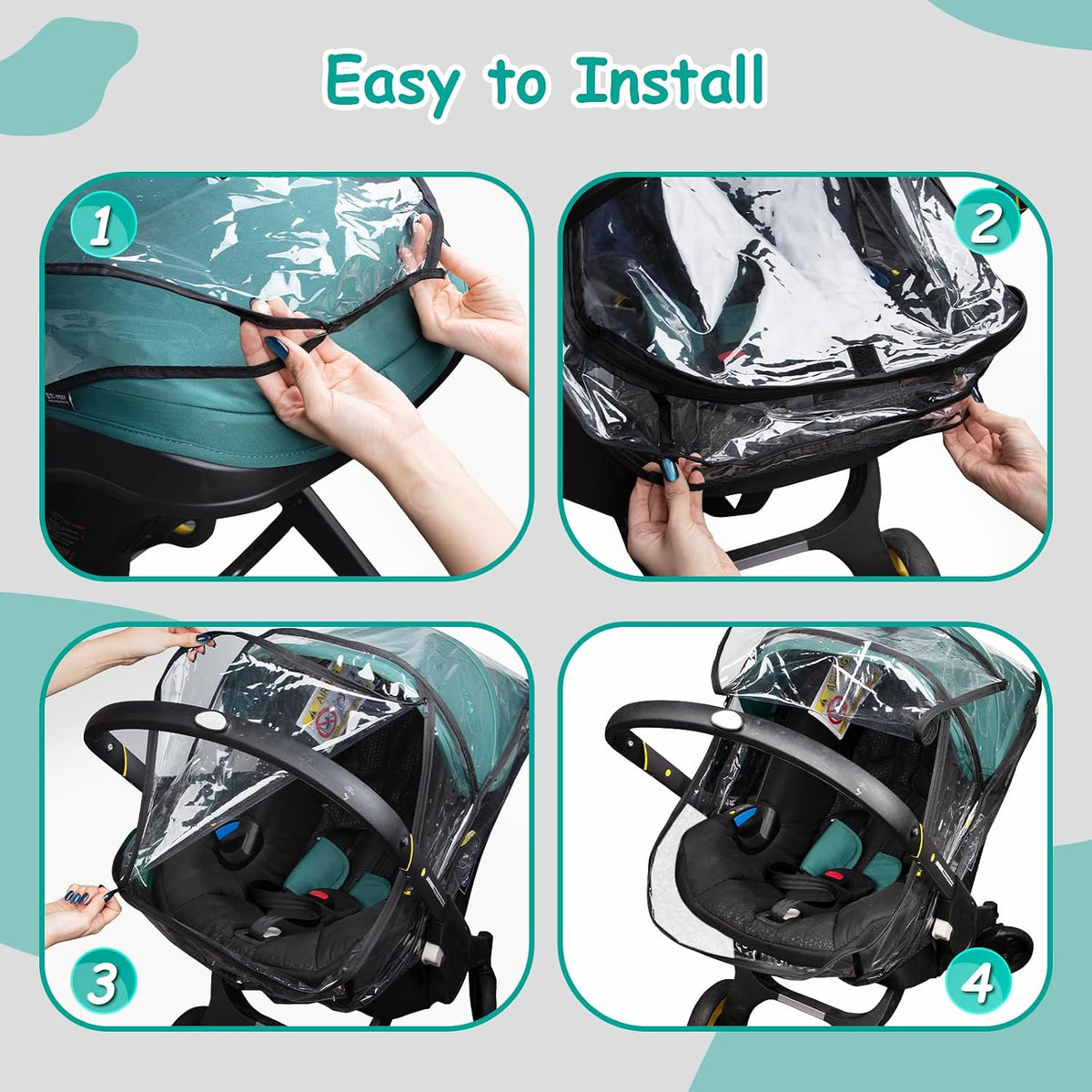 Rain Cover, Compatible with Doona Infant Car Seat Stroller, Protects from Rain, Snow, Wind, Cold, Side Ventilation Holes, Rain Cover for Stroller, Stroller Cover Accessories