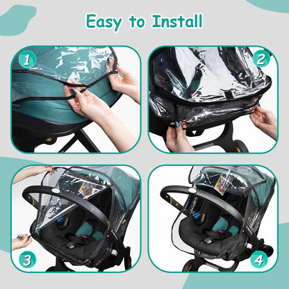 Rain Cover, Compatible with Doona Infant Car Seat Stroller, Protects from Rain, Snow, Wind, Cold, Side Ventilation Holes, Rain Cover for Stroller, Stroller Cover Accessories