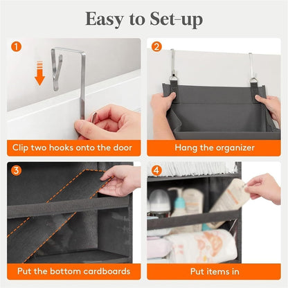 Over the Door Organizer, 6-Shelf Closet Hanging Storage,55lbs Capacity Behind the Door Storage,for Bathroom, Bedroom, and Dorm