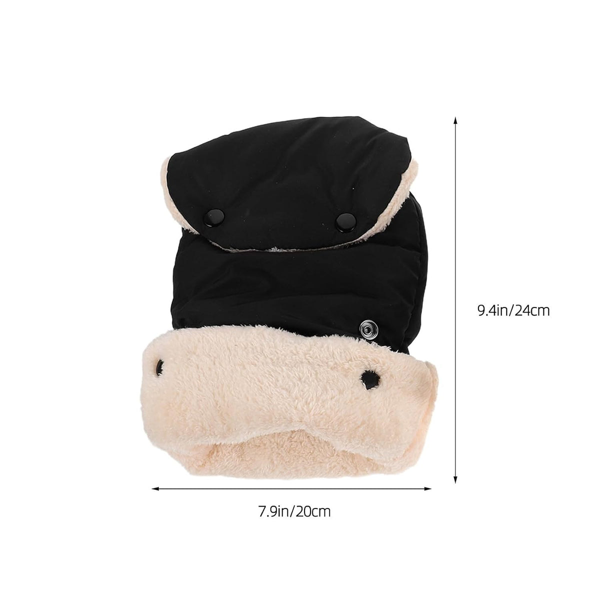 Black Waterproof Pram Mittens for Stroller Parents Winter Handmuffs