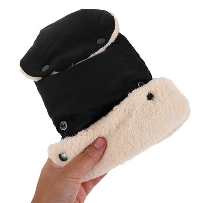 Black Waterproof Pram Mittens for Stroller Parents Winter Handmuffs