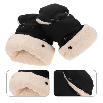 Black Waterproof Pram Mittens for Stroller Parents Winter Handmuffs