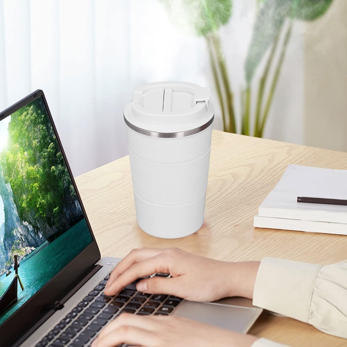 Insulated Coffee Mug Stainless Steel Leak Proof Travel Cup with Lid for Daily Use and Commuting (380ml)