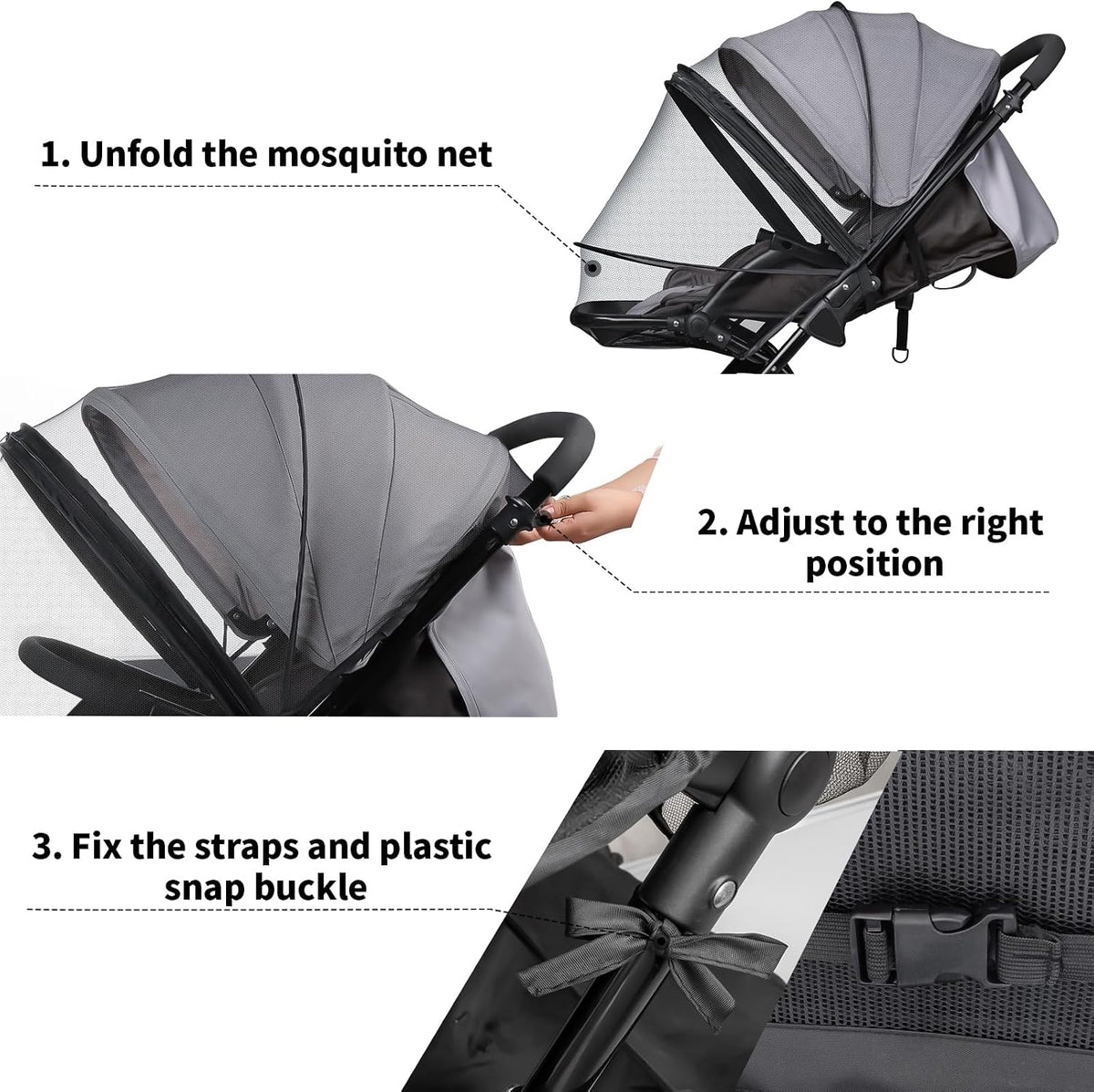 bemece 2-in-1 Stroller Mosquito Net with UPF 50+ Sun Shade