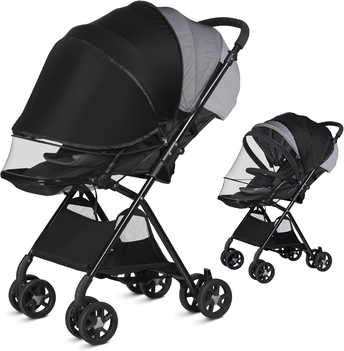 bemece 2-in-1 Stroller Mosquito Net with UPF 50+ Sun Shade