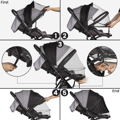 bemece 2-in-1 Stroller Mosquito Net with UPF 50+ Sun Shade