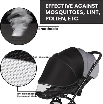 bemece 2-in-1 Stroller Mosquito Net with UPF 50+ Sun Shade