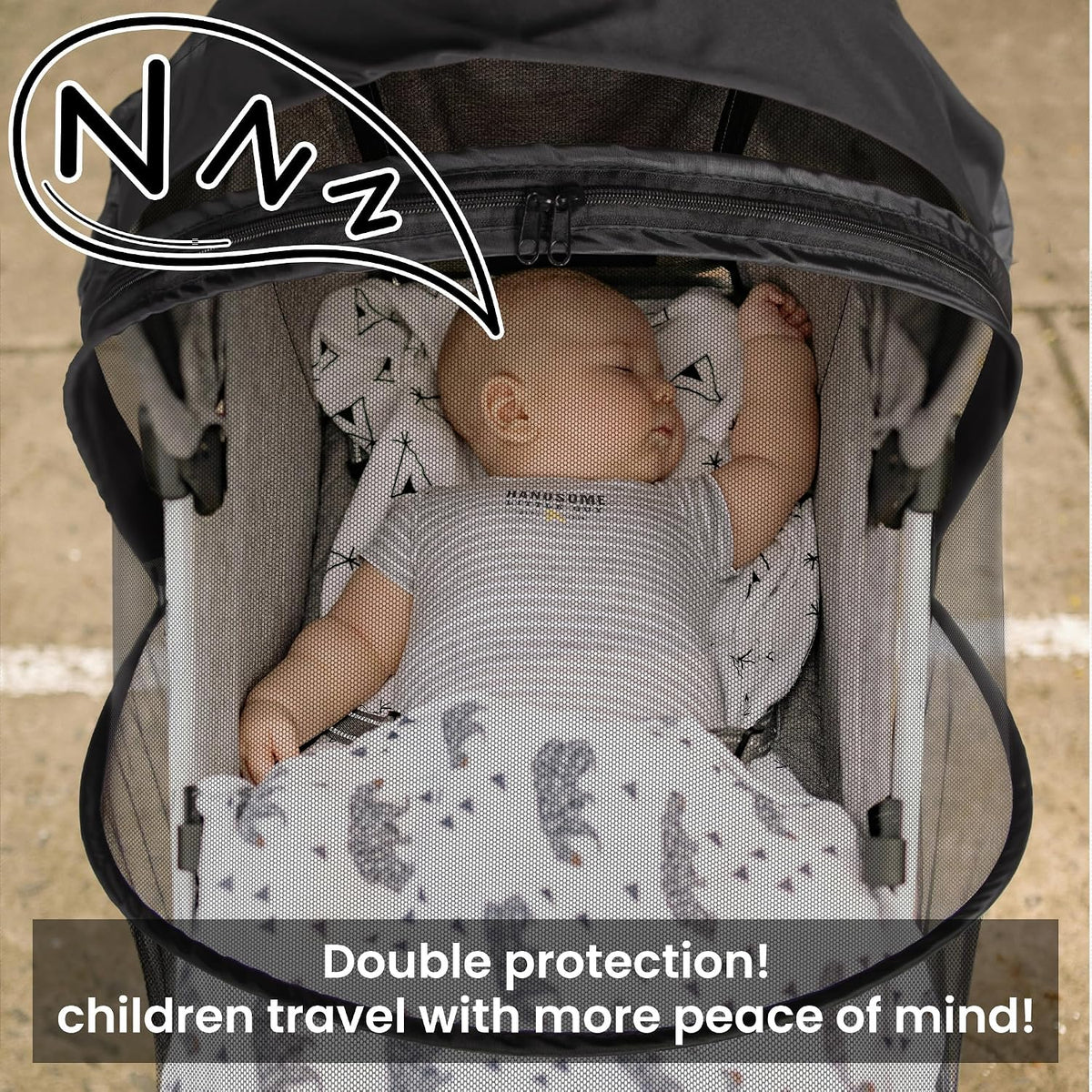 bemece 2-in-1 Stroller Mosquito Net with UPF 50+ Sun Shade
