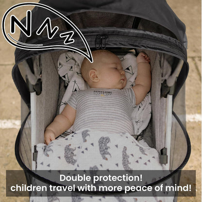 bemece 2-in-1 Stroller Mosquito Net with UPF 50+ Sun Shade