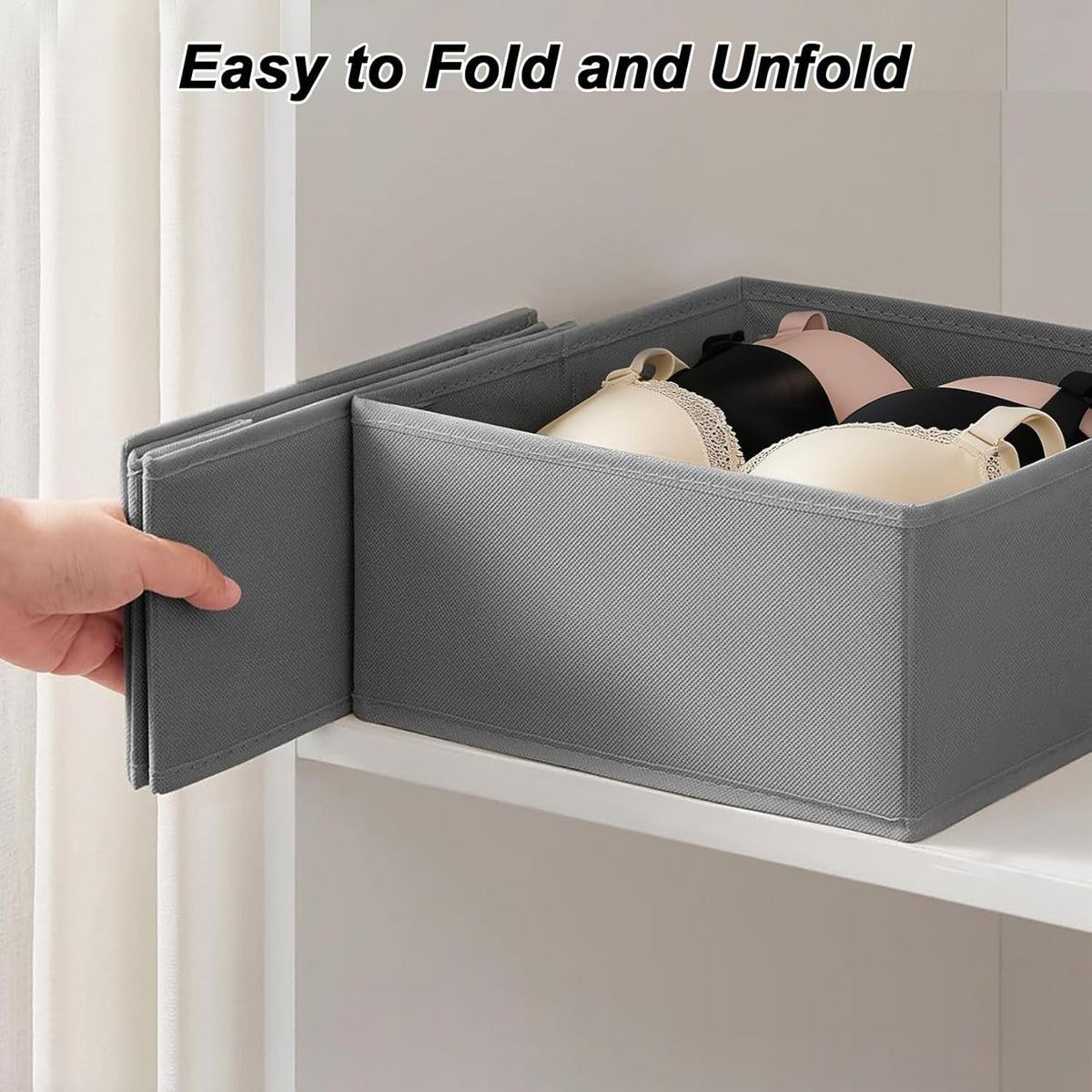 Drawer Organizer Clothes, Set of 18 Dresser Organizer Bins for Baby Clothes, Underwear, Bra & Sock, Foldable Fabric Closet Drawer Divider Organization for Bedroom, Nursery, Grey