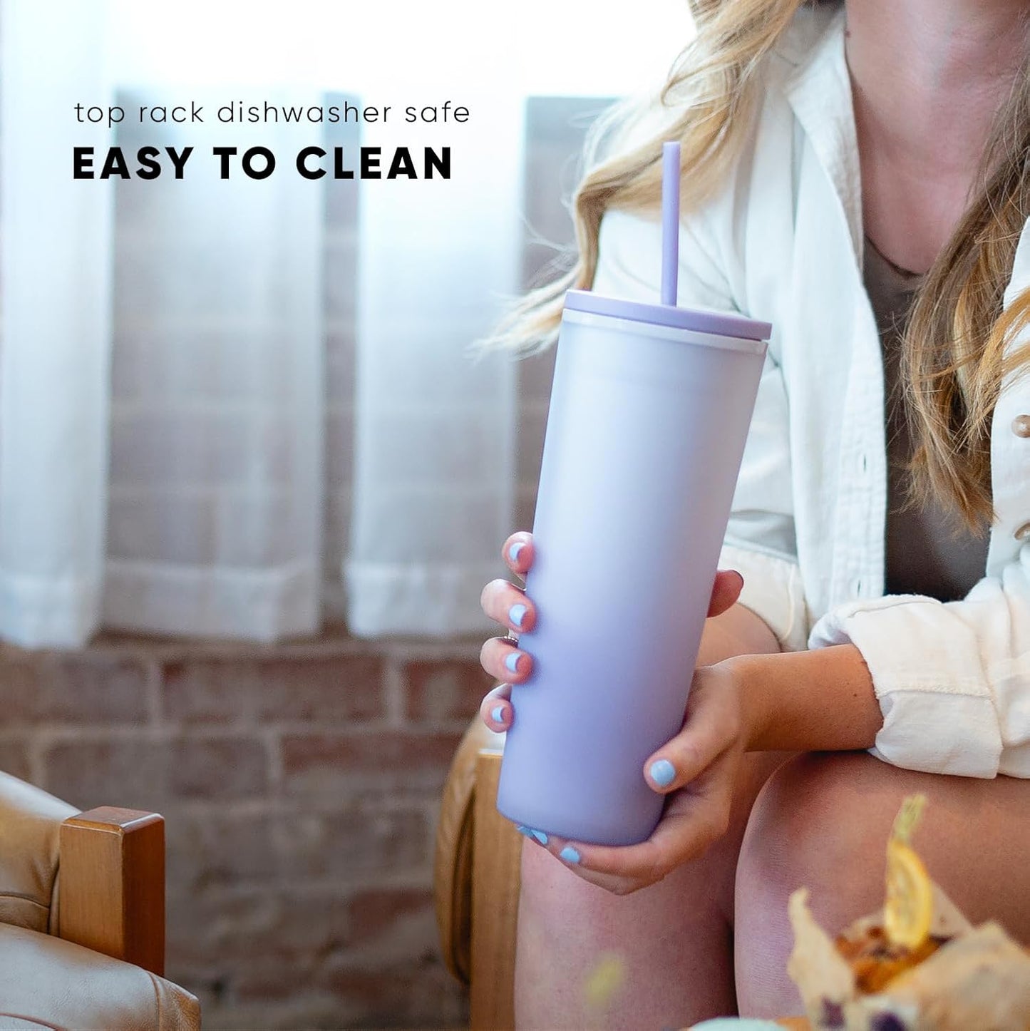 Plastic Tumbler with Straw | 24oz | Swirl