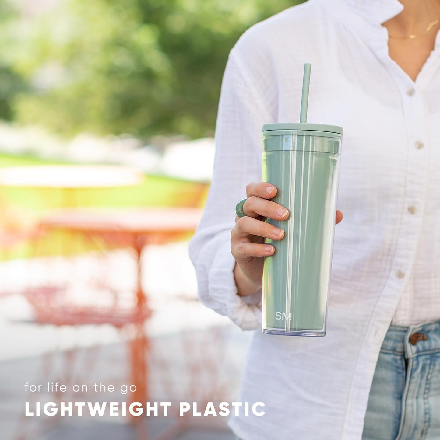 Plastic Tumbler with Straw | 24oz | Swirl