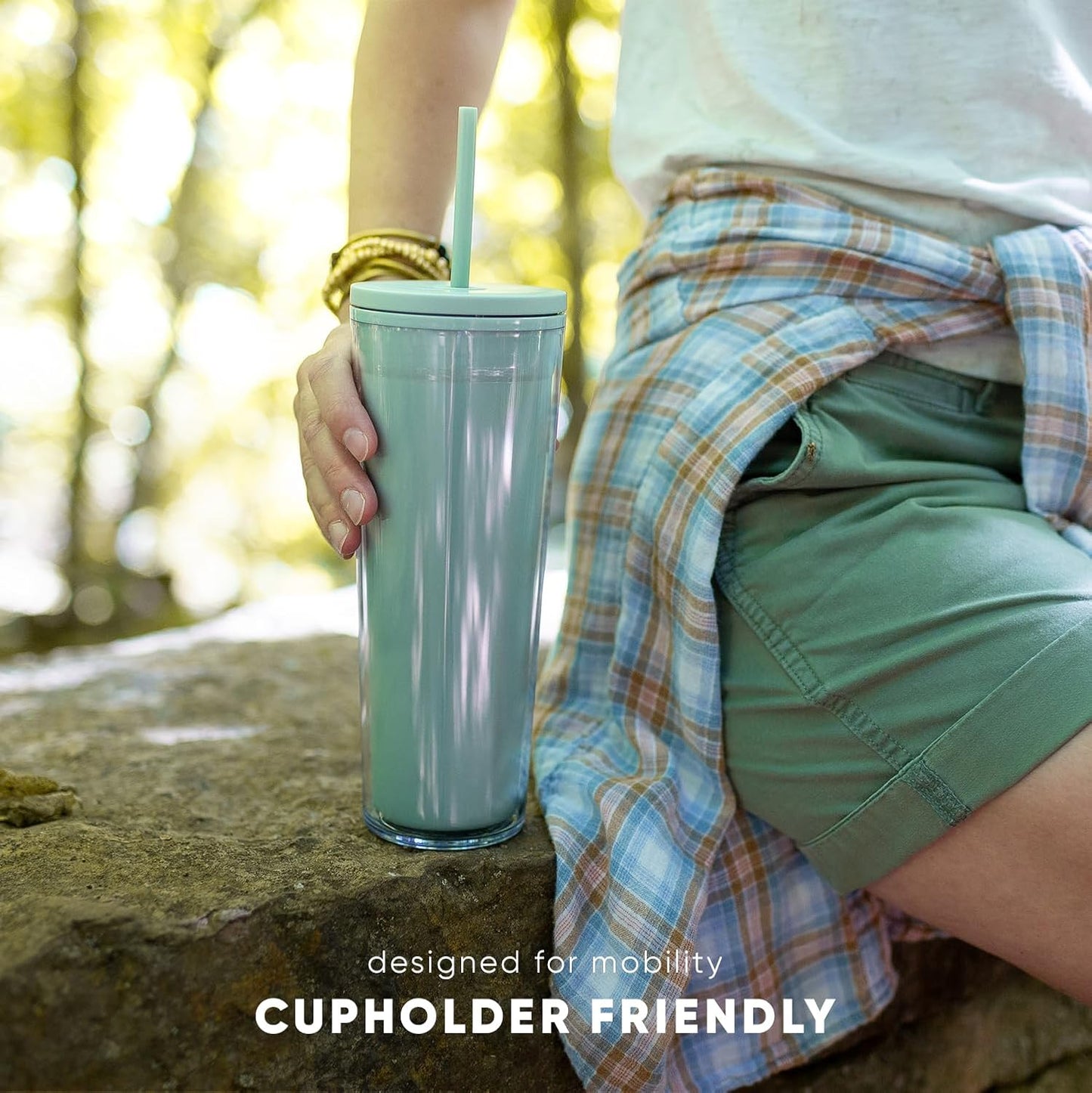 Plastic Tumbler with Straw | 24oz | Swirl