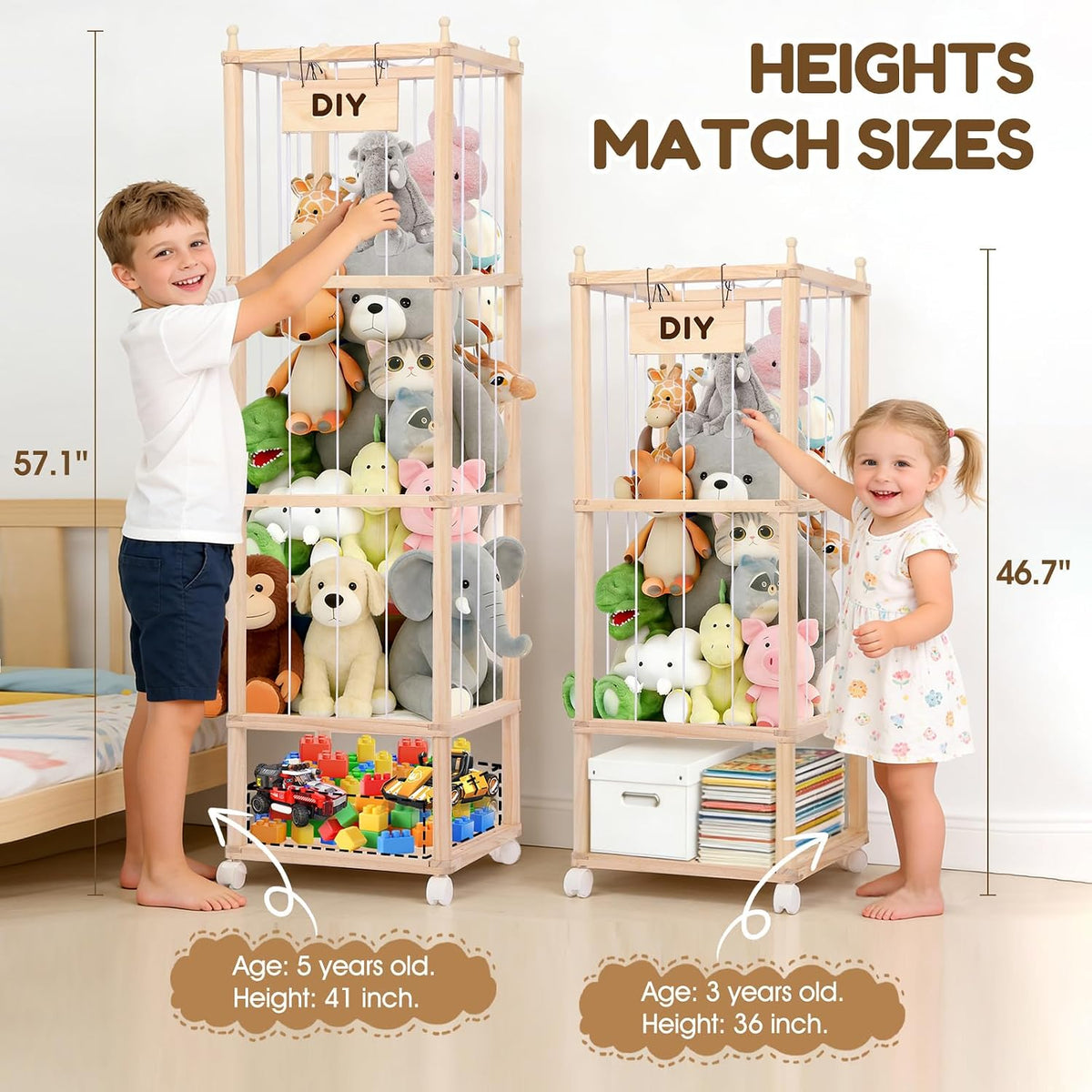 Wooden Stuffed Animal Storage Tower-Large Toy Zoo Organizer&Holder