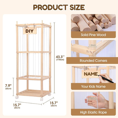 Wooden Stuffed Animal Storage Tower-Large Toy Zoo Organizer&Holder