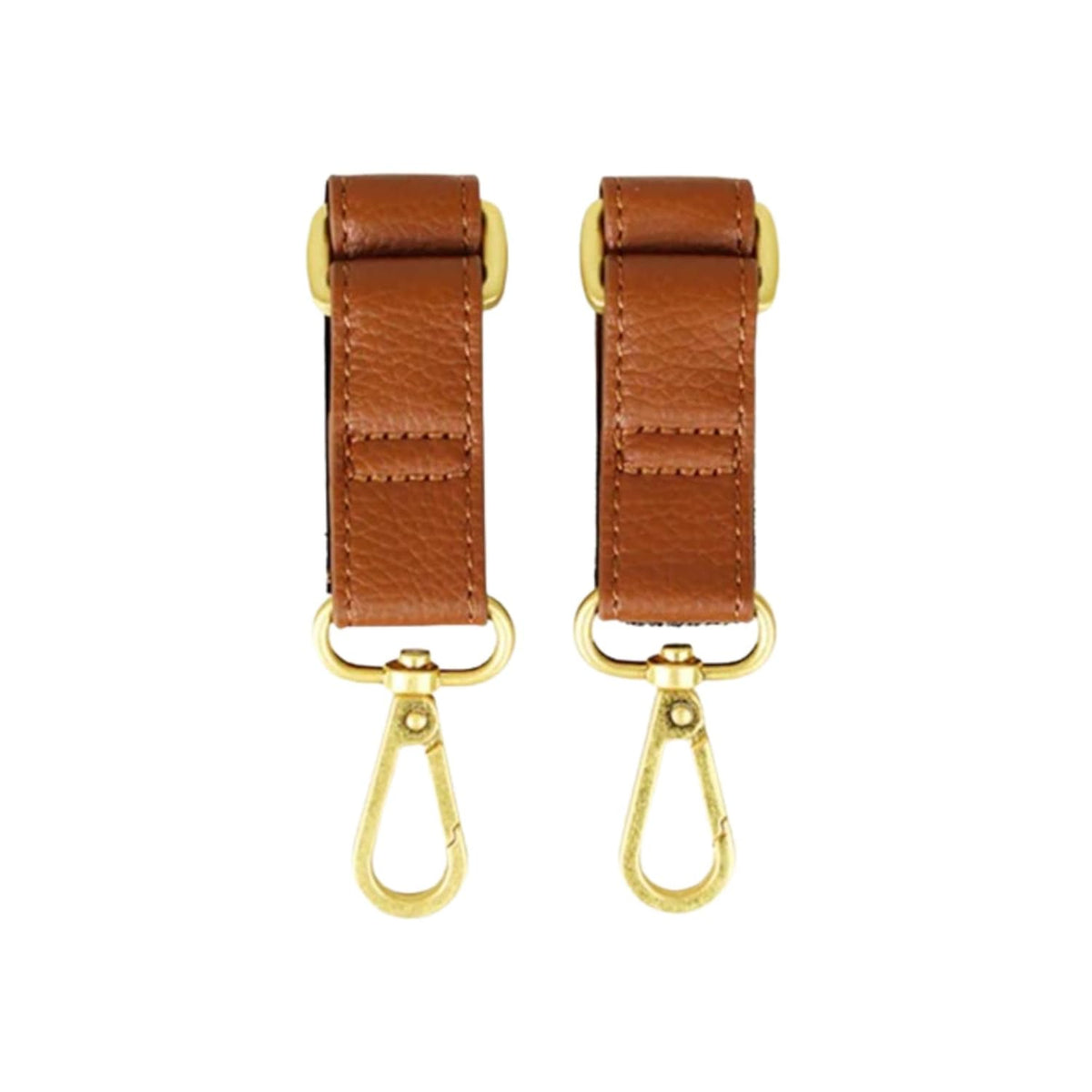 The Stroller Hooks 2 Pack, Stroller Clips for Stroller Caddy with Faux Leather Stroller Straps and Bag Hooks, Fit Most Strollers, 4.5x1x1 inches, Beige