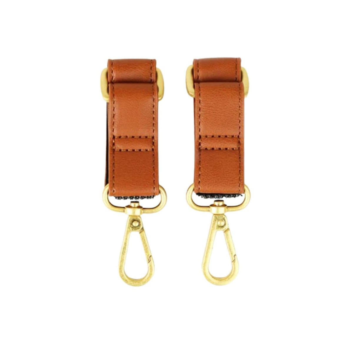 The Stroller Hooks 2 Pack, Stroller Clips for Stroller Caddy with Faux Leather Stroller Straps and Bag Hooks, Fit Most Strollers, 4.5x1x1 inches, Beige