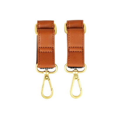 The Stroller Hooks 2 Pack, Stroller Clips for Stroller Caddy with Faux Leather Stroller Straps and Bag Hooks, Fit Most Strollers, 4.5x1x1 inches, Beige