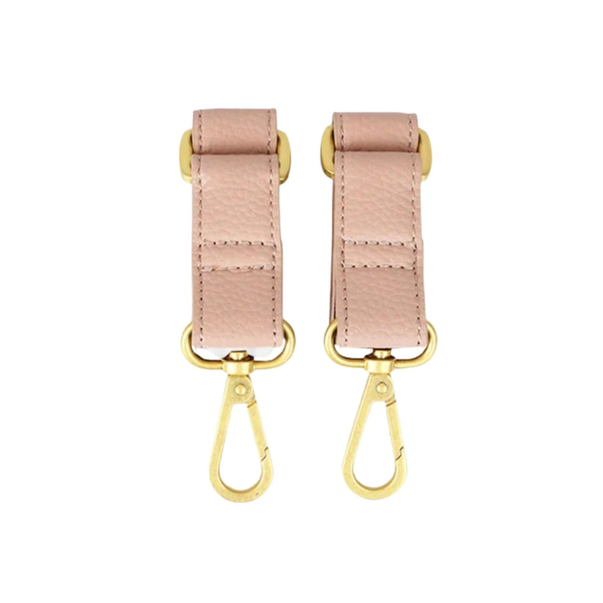The Stroller Hooks 2 Pack, Stroller Clips for Stroller Caddy with Faux Leather Stroller Straps and Bag Hooks, Fit Most Strollers, 4.5x1x1 inches, Beige