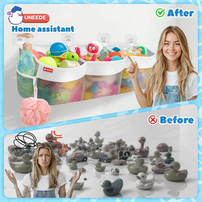 4.95 Gallons 3 Compartment Horizontal Bath Toy Storage