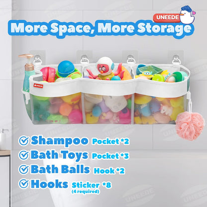 4.95 Gallons 3 Compartment Horizontal Bath Toy Storage